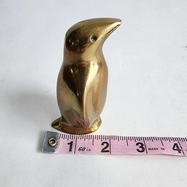Mid Century Brass Penguin Figurine Vintage 1970s Petite 3.5” Tall For Sale - Image 9 of 11