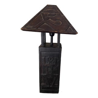 Ethnic Wooden Table Lamp, 1970s For Sale