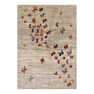 Pasargad DC Fine Hand Knotted Gabbeh Silk & Wool Rug For Sale