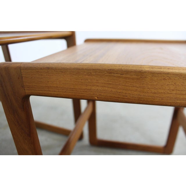 Set of 3 Mid-Century Danish Modern Arne Hovmand-Olsen Mogens Kold Teak Nesting Tables For Sale - Image 11 of 12