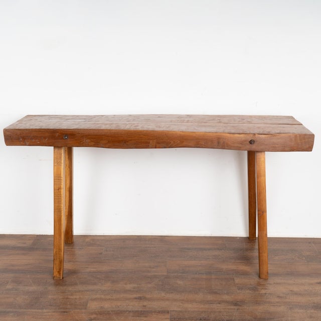 Rustic Plank Console Table With Peg Legs, Hungary Circa 1900's | Chairish