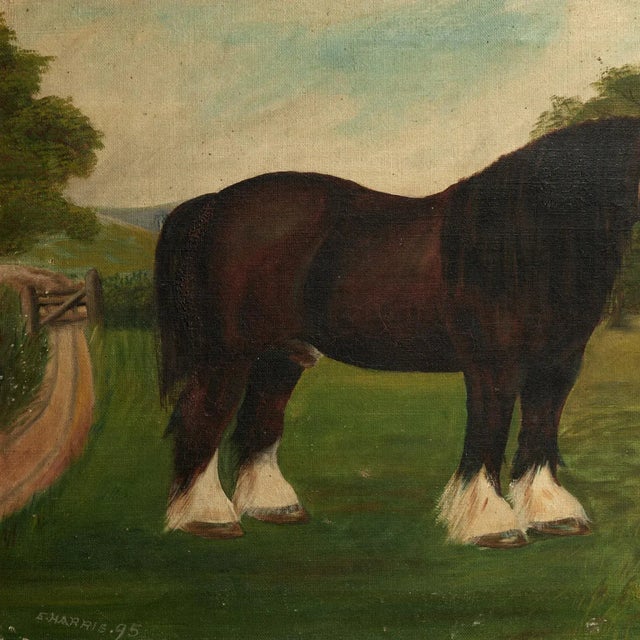 Textile Pair of Antique English Horse Paintings For Sale - Image 7 of 17