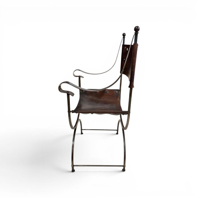 Metal Early 20th Century Pair of Savonarola Style Chairs For Sale - Image 7 of 7