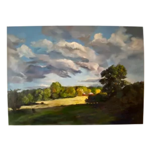A Country Field Large Landscape Oil Painting by Marina Movshina