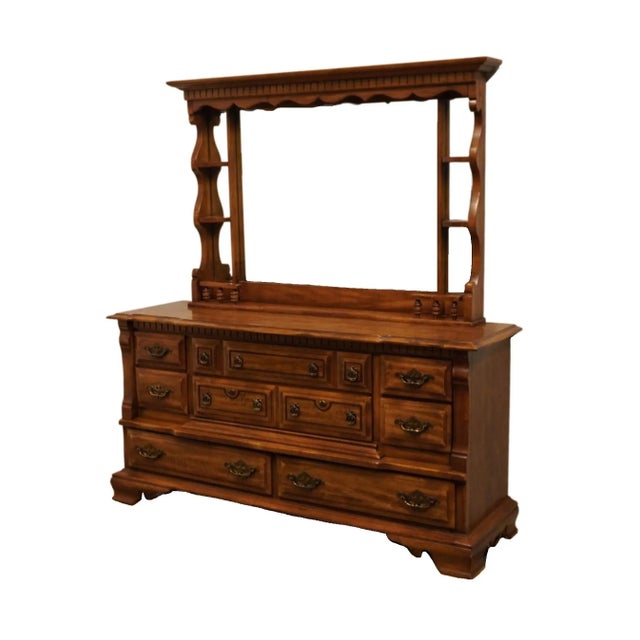 B.F. MEYER'S Solid Hard Rock Maple Rustic Early American 65" Dresser w. Mirror Hutch 71" High 65.5" Wide 19.5" Deep We...