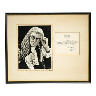 1960s Rare William Norman Birkett 1st Baron Birkett Lord Justice Judge World War II Nuremberg Trials Signed Framed Photograph Legal Law History For Sale