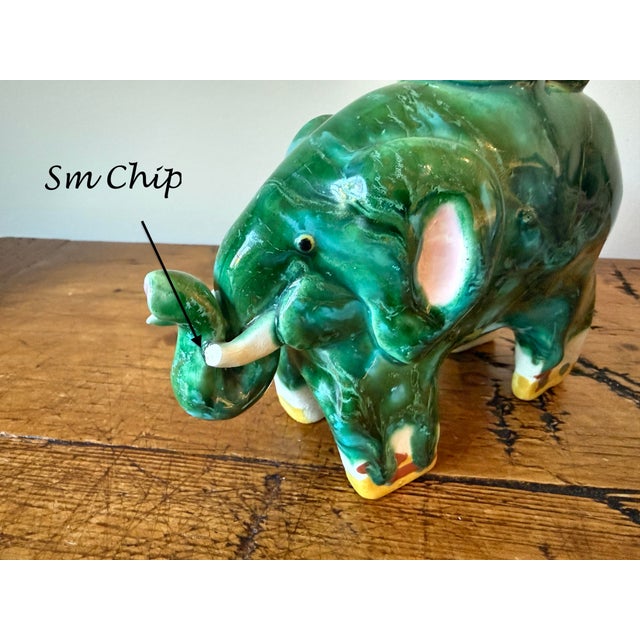 Pair of Sculpted Ceramic/Clay Whimsical Lion & Elephant Candlesticks For Sale - Image 15 of 15