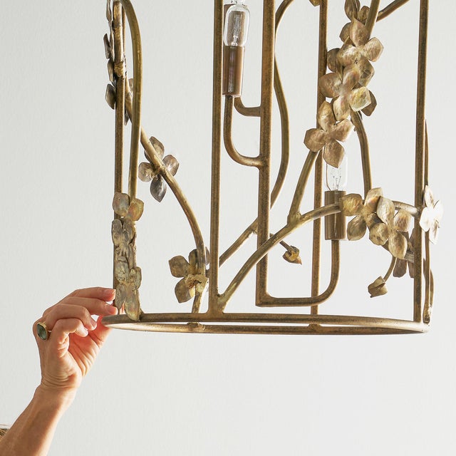 Modern Warm Black Sakura Floral Lantern For Sale - Image 3 of 8