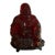 Vintage Mid-Century Large Translucent Red Resin Laughing Buddha Statue on Carved Wood Base China C. 1960s For Sale