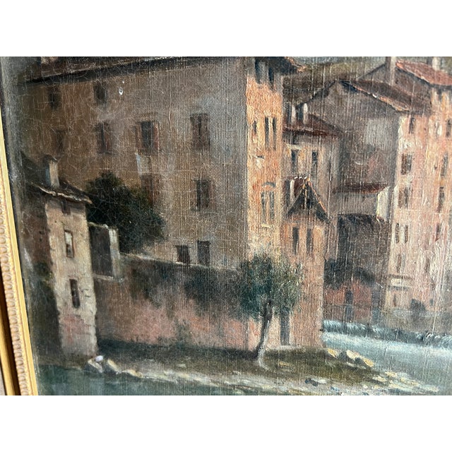Lively Village by the River, 20th Century, Oil Painting on Canvas, Framed For Sale - Image 18 of 18