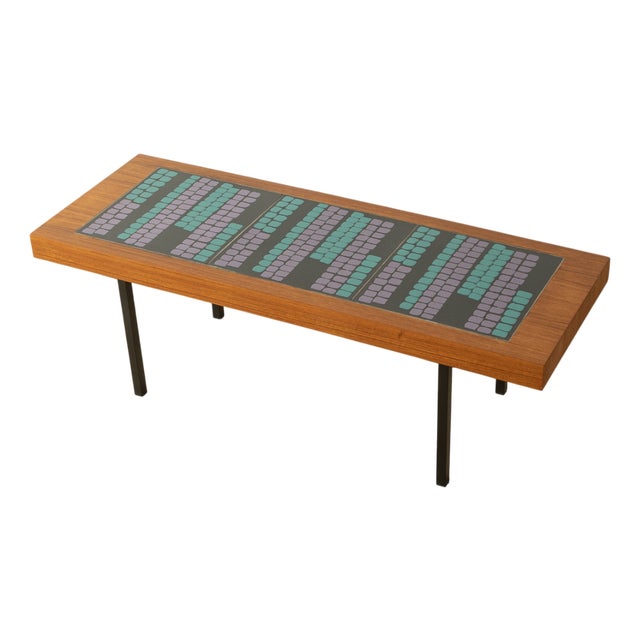 Tiled Flower Bench in Teak Veneer, 1960s For Sale