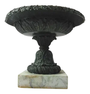 19th Century Grand Tour Beaux Arts Bronze on White Marble Plinth Tazza Urn