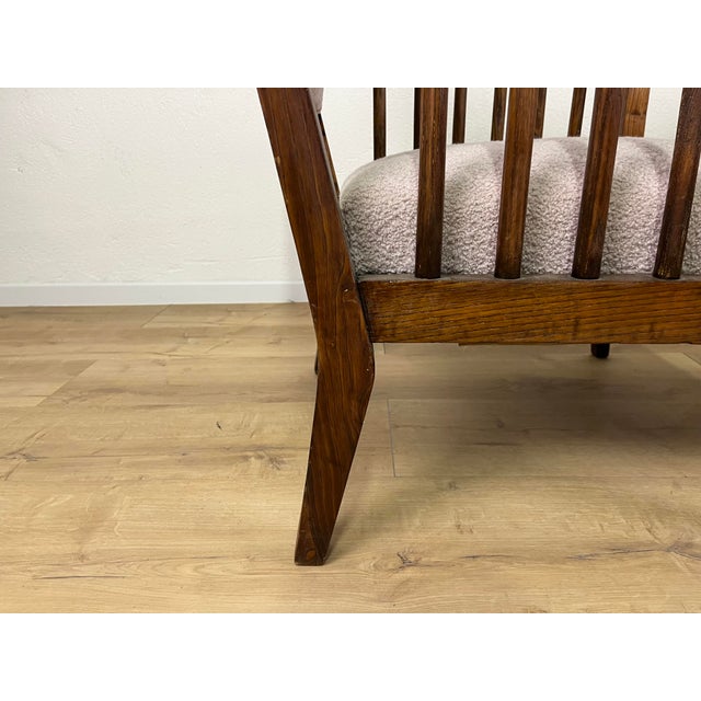 Italian Wooden Armchairs with Pink Bouclé Fabric, 1940s, Set of 2 For Sale - Image 4 of 9