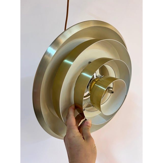 Danish Gold Slatted Lamp For Sale - Image 6 of 11