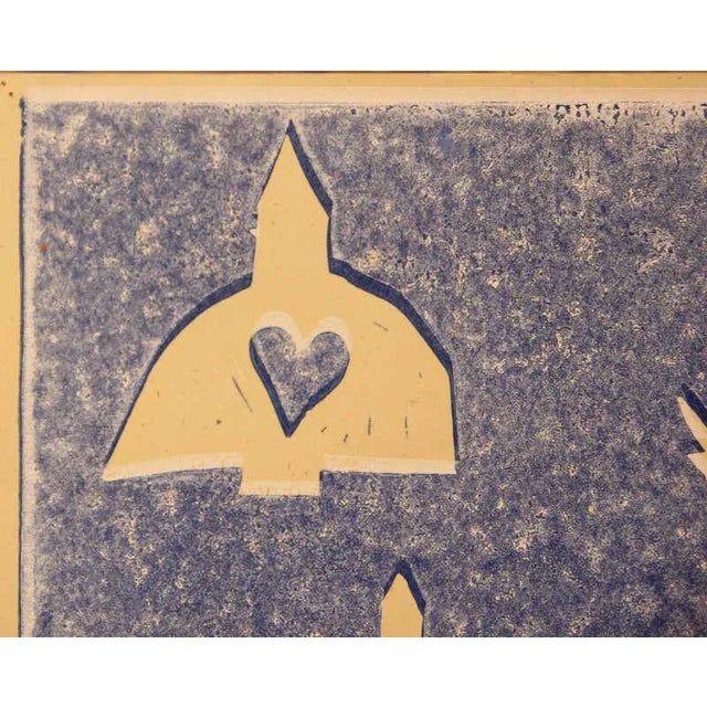 2000s Contemporary Abstract Surrealist Space Themed Landscape Block Print by Josefa Vaughan For Sale - Image 4 of 12