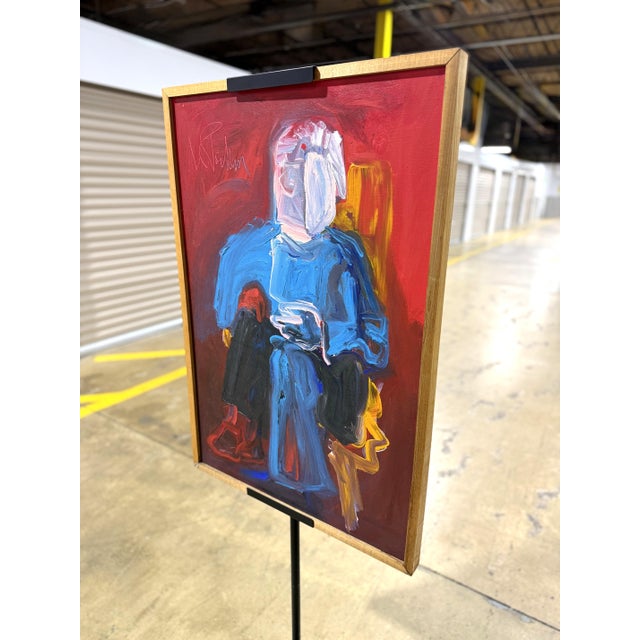 Mid-Century Modern 1980s Blue Man by Virginia Cohn Parkum(1943-2025) For Sale - Image 3 of 12