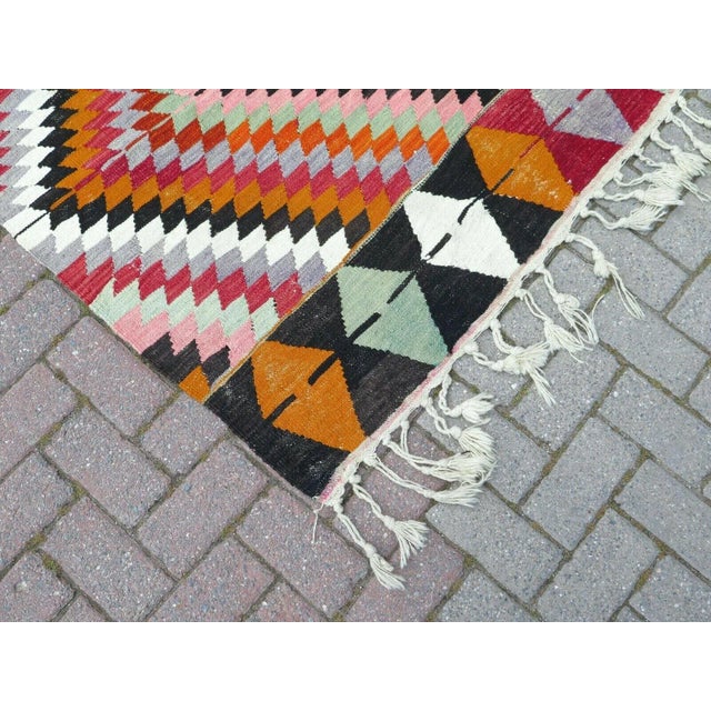 1960's Turkish Flatweave Rug - L 63"x105" For Sale - Image 9 of 12