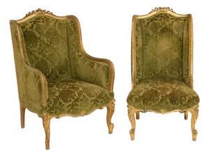 19th Century Louis XV-Style Giltwood Chairs - Set of 2