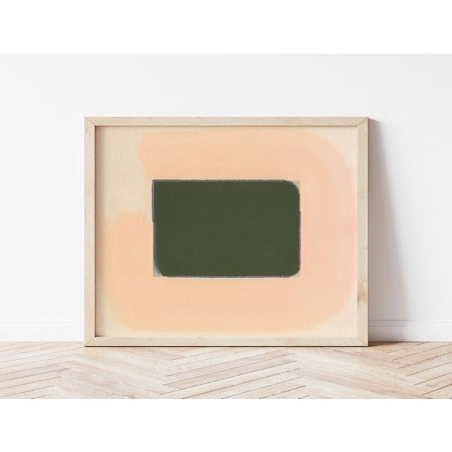 Not Yet Made - Made To Order Contemporary Color Field Abstract Pink & Dark Green Print, 30 X 38 Print in Wood Frame For Sale - Image 5 of 5
