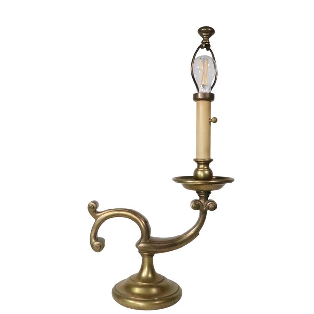 English Mid 20th Century Classical Revival Brass Desk Lamp With Original Pleated Shade For Sale - Image 3 of 15