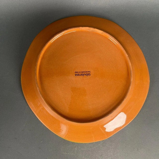 Brown Vintage Hand Painted Tabularasa Rustic Dinner Plate Serving Platter, Italy For Sale - Image 8 of 13