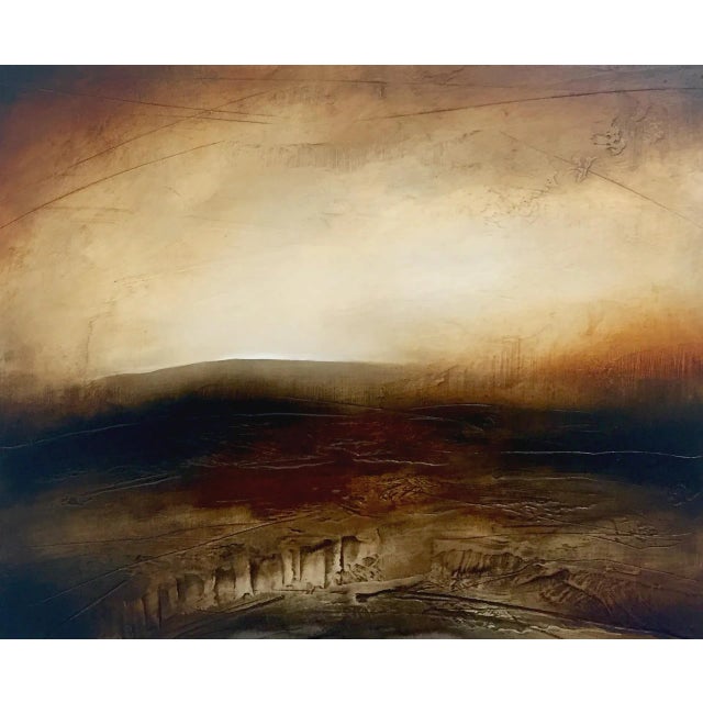 Atmospheric Abstract Landscape Painting of British Moorland with Earthy Tones, entitled 'The Oldest Hill', by English...