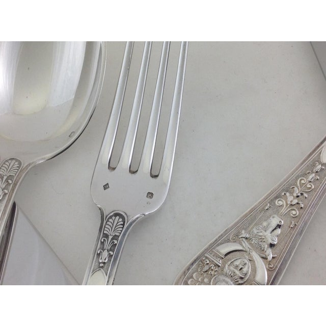 1990s Laetitia Pattern by Odiot France Finest Sterling Silver 7-Piece Flatware Set For Sale - Image 10 of 11