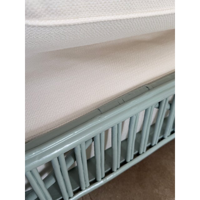 Restored Mid-Century Coastal Rattan Sofa in Catalina With Sunbrella Fabric For Sale - Image 9 of 12