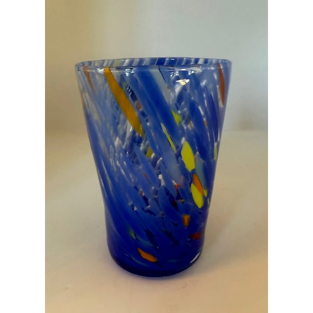 Murano Blue Confetti Drinking Glasses- Set of 6 Made in Italy For Sale In New York - Image 6 of 8
