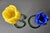 Murano Vintage MCM Murano Style HandBlown Yellow &Colbalt Blue Tulips Figurine-Set of 2 For Sale - Image 4 of 6
