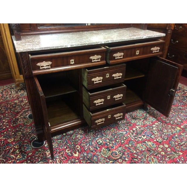 Antique Marble Top Buffet, Display Cabinet For Sale - Image 14 of 15