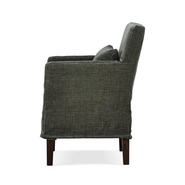 Coastal Slipcovered Dining Armchair - Green Upholstery For Sale - Image 4 of 10