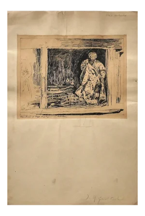 Jean Albert Grand-Carteret, Merchant, Drawing in Pen, 20th Century
