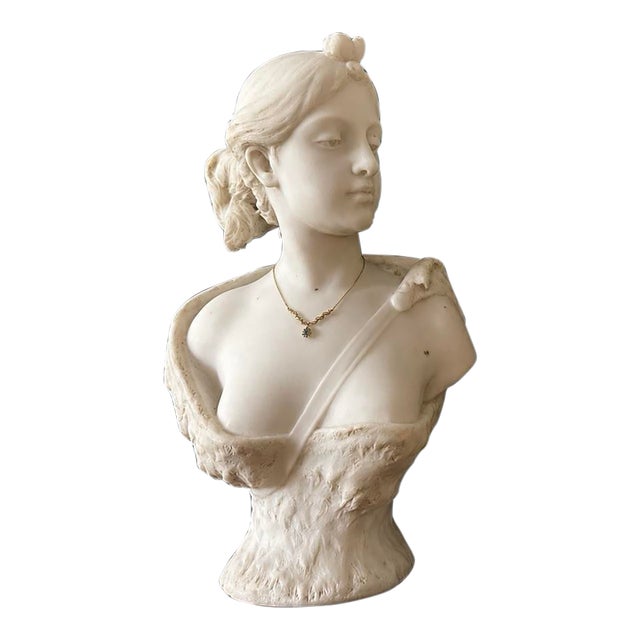 Bust of Diana Carved in Florence From White Carrara Marble, Late 19th - Early 20th-Century Signed F.lli Pugi Firenze For Sale