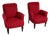Swedish Victorian Burgundy Fabric Chairs, 1950, Set of 2 For Sale