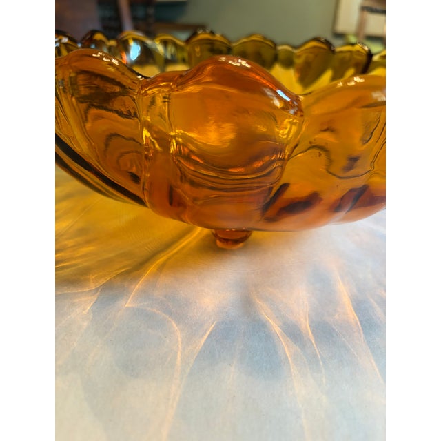 1970s Vintage Amber Sunflower Footed Glass Bowl, Attributed to Indiana Glass For Sale - Image 5 of 8