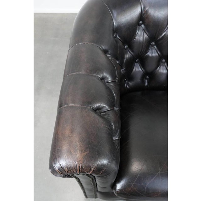 Vintage Chesterfield Club Chairs in Dark Cowhide Leather, Set of 2 For Sale - Image 7 of 15