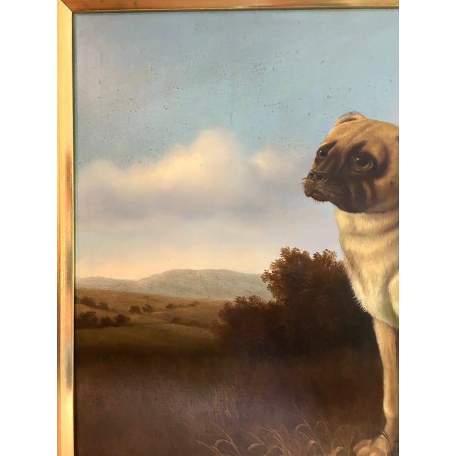 English 20th Cen. Large Oil Painting Portrait of a Pug Dog Signed Shipley For Sale - Image 3 of 12
