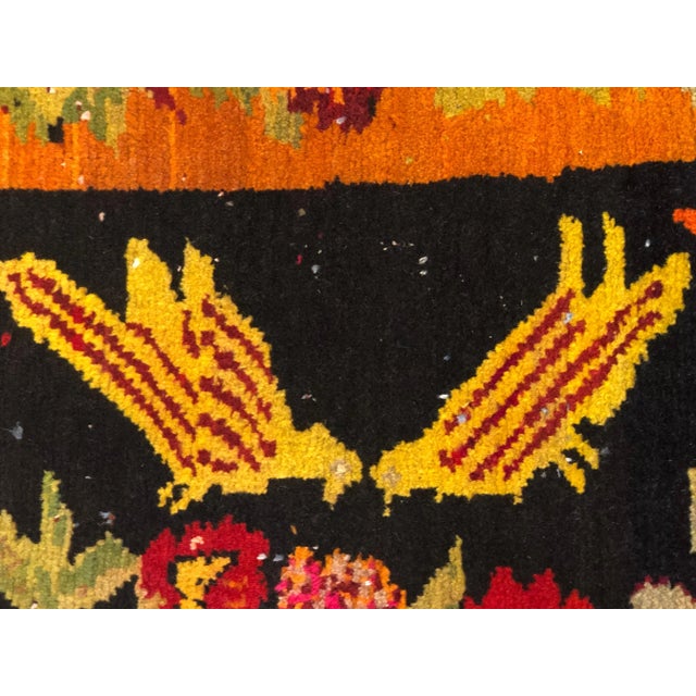 20th Century Black Garden and Birds Karabagh Rug, 1920s For Sale - Image 10 of 16