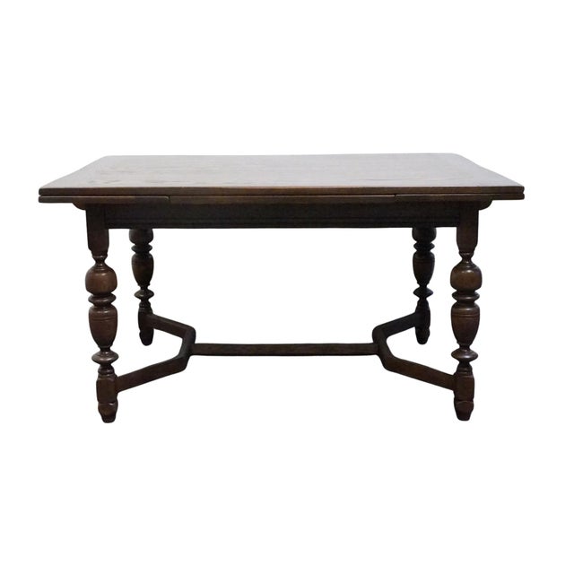 Wood Vintage Antique Solid Oak Rustic Gothic Jacobean Tudor Style 86" Refectory Dining Table For Sale - Image 7 of 12