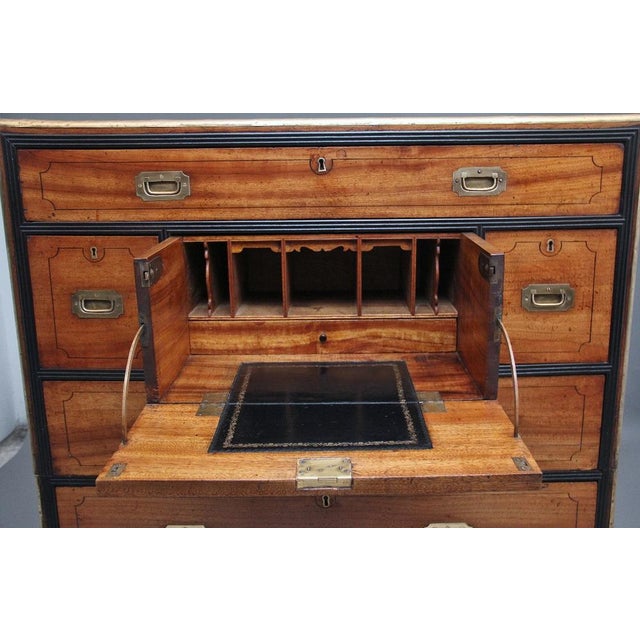 Antique Camphor Wood Secretaire Military Chest, 1840 For Sale - Image 11 of 14