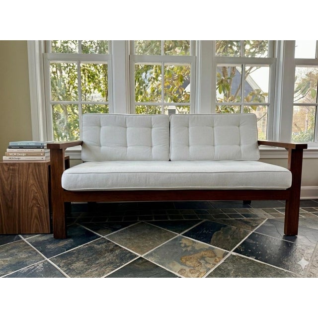 Custom Love Seat Couch. High Quality Oak Construction. For Sale In New York - Image 6 of 6