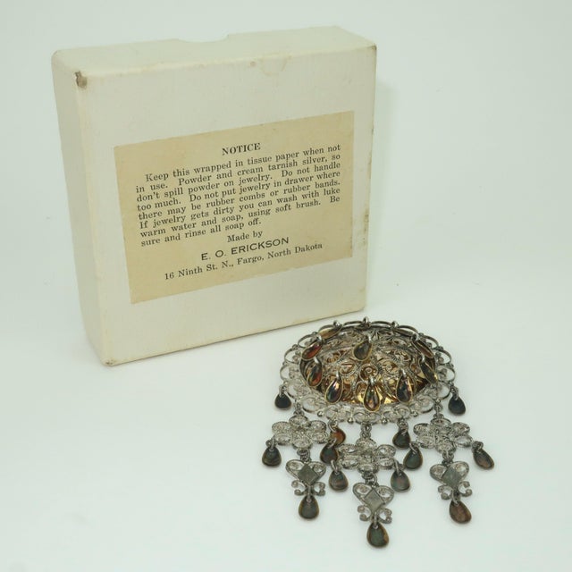 Norwegian Sterling Silver Solje Wedding Brooch by e.o. Erickson, 1940's For Sale - Image 13 of 14
