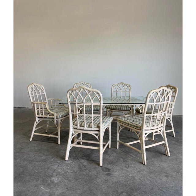 Mid-Century Modern Boho Chic McGuire Bamboo Dining Set For Sale - Image 3 of 15