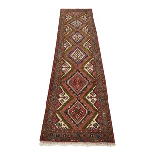 Hamedan Runner 2’7” X 9’2” Pink Wool Vintage Tribal Hand-Knotted Oriental Rug For Sale