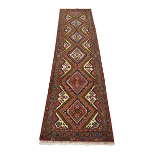 Hamedan Runner 2’7” X 9’2” Pink Wool Vintage Tribal Hand-Knotted Oriental Rug