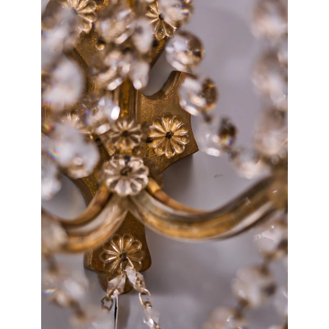 White Wall Lamps with Crystal Trimmings, Set of 3 For Sale - Image 8 of 12