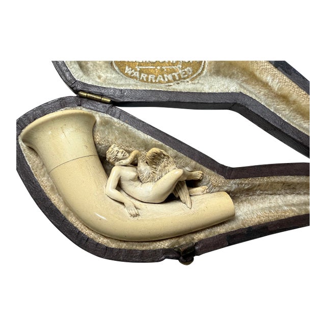 Antique 1800's Goddess Nemesis Zeus Goose Hand Carved Meerschaum Smoking Pipe For Sale