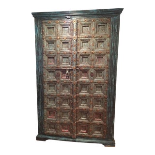 Rustic Armoire With Antique Indian Doors For Sale
