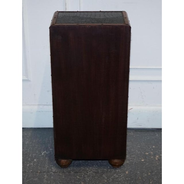Vintage Brown Faux Crocodile Leather Trunk For Sale - Image 16 of 17